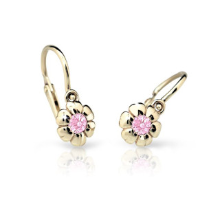 Zlaté zlaté dětské náušnice C2151Z-Růžová