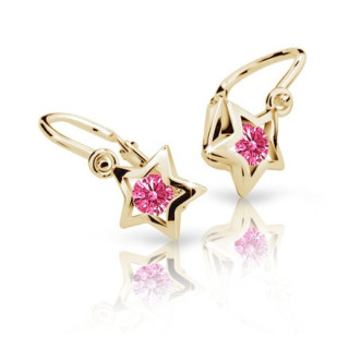 Dětské náušnice zlaté hvězdičky C1942Z Tcf Red