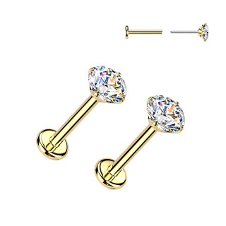 Pozlacené náušnice pecky titan s moissanity SEMITLE01-GD