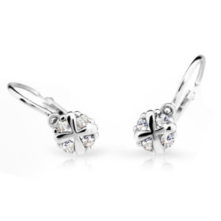 Dětské náušnice Cutie Jewellery C2153B CZ White -Bílé zlato 585/000
