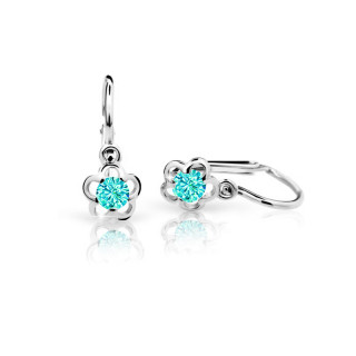 Zlaté dětské náušničky Cutie Jewellery C1945B-Zeleno modrá