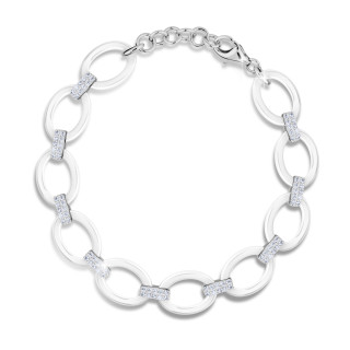 Keramický náramek se stříbrem a zirkony Cerafi BELLEZA BIANCA 422