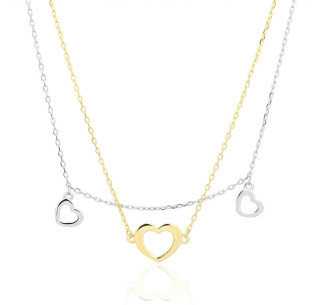 Stříbrný pozlacený náhrdelník se srdíčky 3139180001