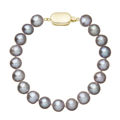 Perlový náramek z říčních perel se zlatým zapínáním 923010.3/9269A grey
