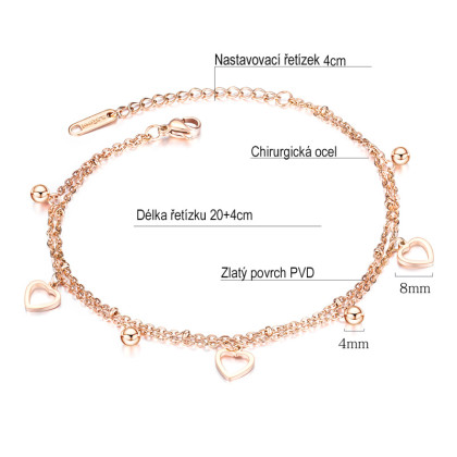 Ocelový řetízek na kotník zlatý JCFGZ095