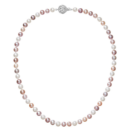 Perlový náhrdelník z říčních perel se zapínáním z bílého zlata 822004.3/9264B multi