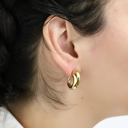 Moderní zlaté náušnice z chirurgické oceli ESS782GD