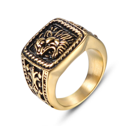 Zlatý pečetní prsten  z chirurgické oceli WJHZ578GD
