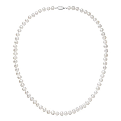 Perlový náhrdelník z říčních perel se zapínáním z bílého zlata 822001.1/9271B bílý