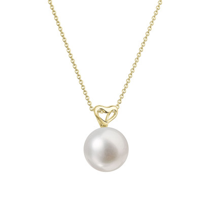 Zlatý náhrdelník srdce s perlou 92P00043