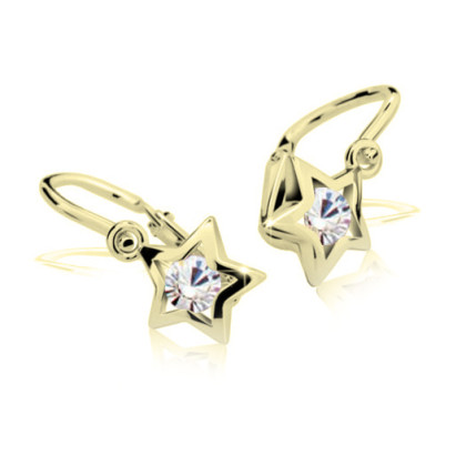 Zlaté dětské náušnice hvězdičky Cutie Jewellery C1942Z-White