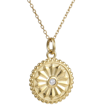 Zlatý ocelový náhrdelník se zirkonem PSS1320GD