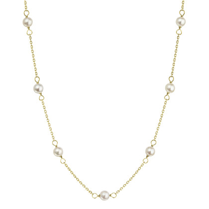 Zlatý náhrdelník s bílými říčními perličkami 92P00028