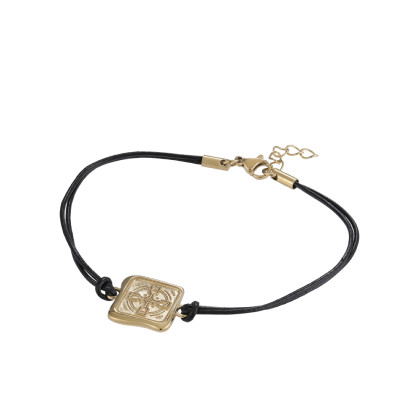 Pánský ocelový náramek s kůží BSS870GD