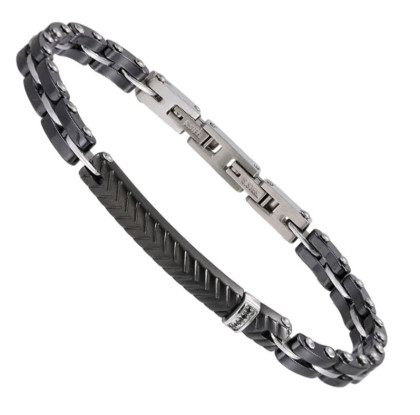 Náramek z chirurgické oceli a keramiky CBS38