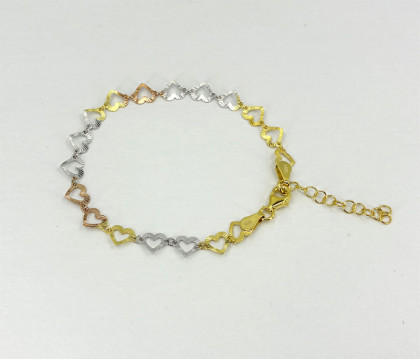 Pozlacený stříbrný náramek srdíčka 3131720001