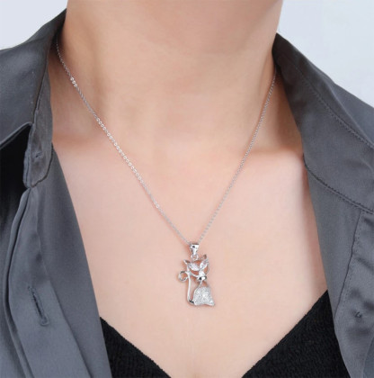 Přívěsek stříbrná kočka se zirkony 302054009