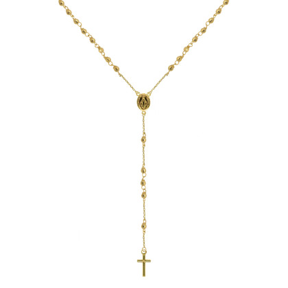 Zlatý náhrdelník růženec s křížem a medailonkem s Pannou Marií RŽ12 zlatý