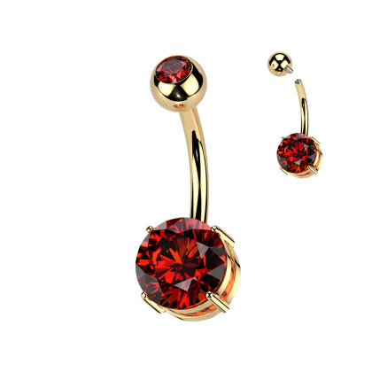 Pozlacený titanový piercing do břicha SETIN60GD-CZ