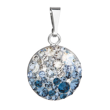 Stříbrný přívěsek s krystaly Swarovski modrý kulatý 34225.3 ice blue