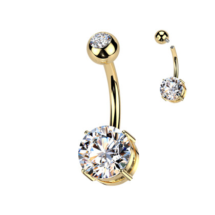 Pozlacený titanový piercing do břicha SETIN60GD-CZ