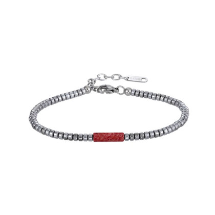 Hematitový náramek s tyrkysem MBSS179-RED