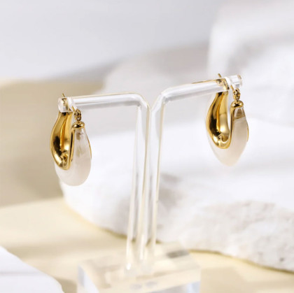 Náušnice z chirurgické oceli visací MESS45 - White