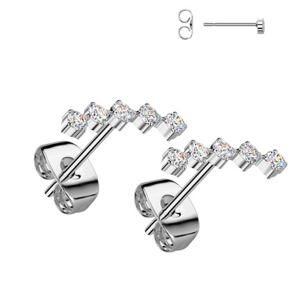 Náušnice z chirurgické oceli se zirkony SESE5041-ST