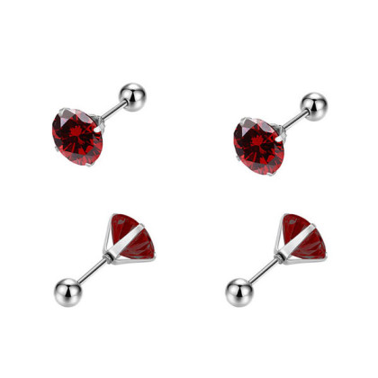 Ocelové náušnice pecky se zirkony WJHE1244-Ruby Dark