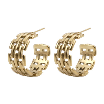 Zlaté kruhové náušnice z chirurgické oceli MESS55GD