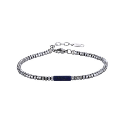 Náramek z hematitových korálků a oceli MBSS179