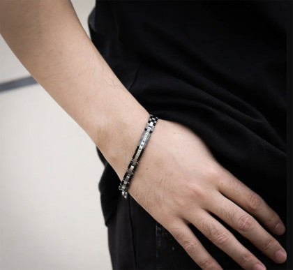 Náramek chirurgická ocel s keramikou CBS30