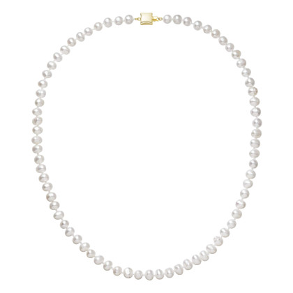 Perlový náhrdelník z říčních perel se zapínáním ze zlata 922001.1/9268A bílý