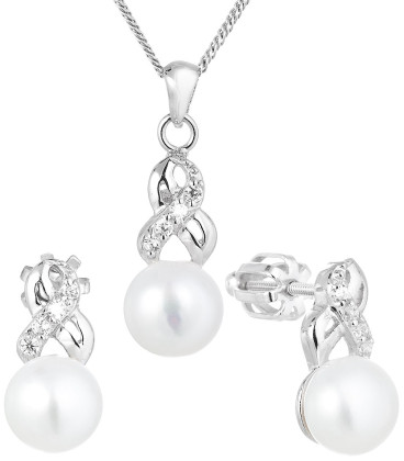 Set stříbrný perlových šperků se zirkony 29044.1