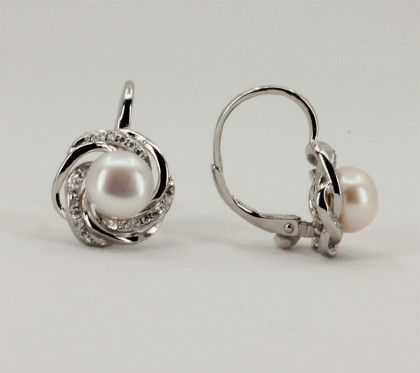 Visací stříbrné náušnice perly 31210001