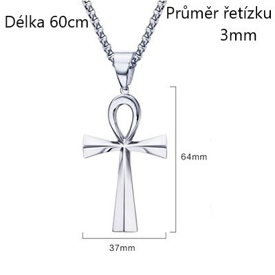 Ocelový přívěsek s řetízkem nilský kříž JCFPN646