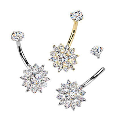 Piercing do břicha titan se zirkony SETIN69