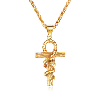 Zlatý náhrdelník z chirurgické oceli JCFGX1427-nilský kříž