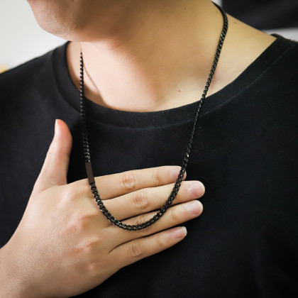 Ocelový náhrdelník černý NSS870BK