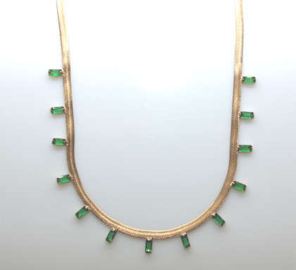 Zlatý ocelový náhrdelník se zirkony WJHN258GD-CZ
