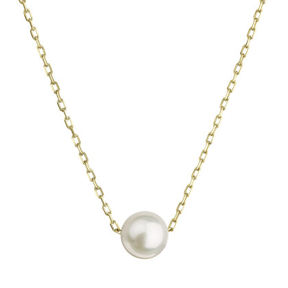 Zlatý náhrdelník s bílou říční perlou 92P00027