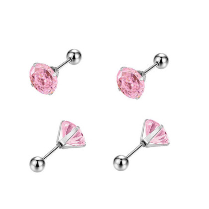 Ocelové náušnice pecky s růžovými zirkony WJHE1244-Pink
