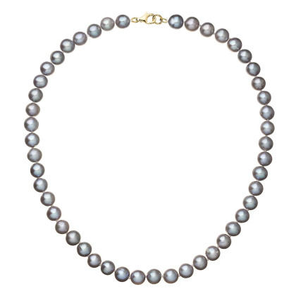 Perlový náhrdelník z říčních perel se zapínáním ze zlata 922028.3/9260 grey