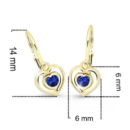 Dětské náušnice zlaté Cutei Jewellery C2752Z Blue dark