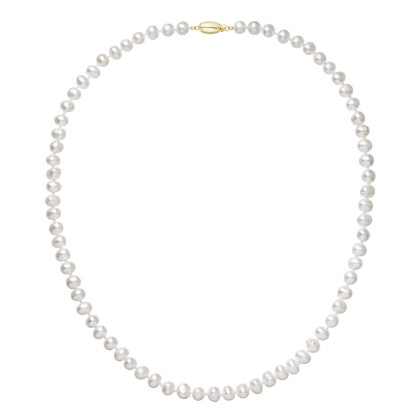 Perlový náhrdelník z říčních perel se zapínáním ze zlata 922001.1/9271A bílý