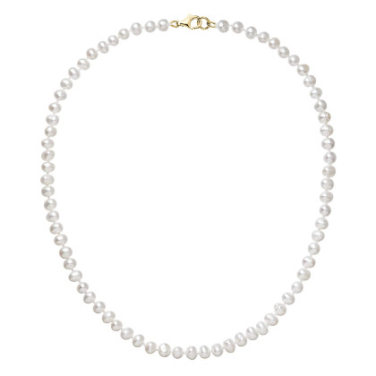 Perlový náhrdelník z říčních perel se zapínáním ze zlata 922001.1/9260 bílý