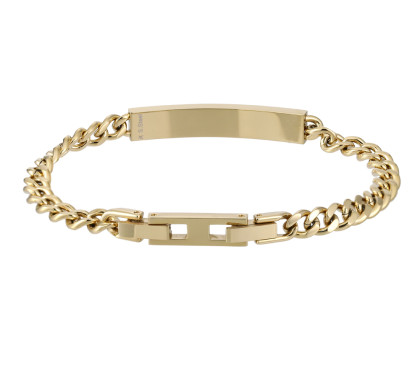 Ocelový pozlacený náramek s destičkou BSS1009GD