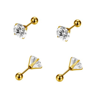 Pozlacené náušnice z chirurgické oceli na šroubek WJHE1243-White