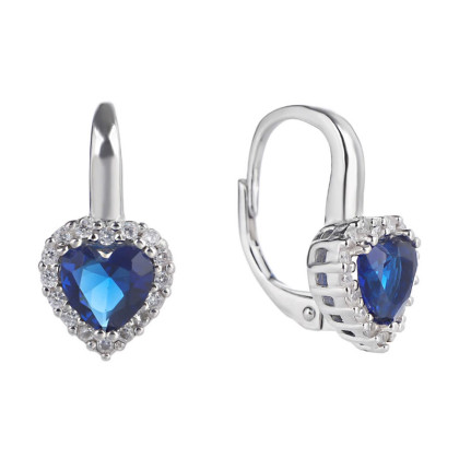Stříbrné náušnice se zirkony srdce 3093940002