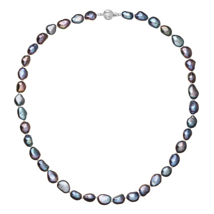 Perlový náhrdelník z říčních perel se zapínáním z bílého zlata 822027.3/9272B peacock
